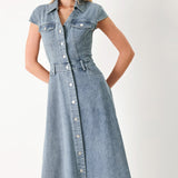 CLASSIC FLOW DENIM MIDI DRESS