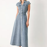 CLASSIC FLOW DENIM MIDI DRESS