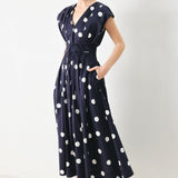 BLUE MOON DOT WOVEN MIDI DRESS