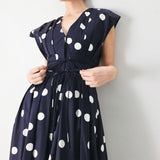BLUE MOON DOT WOVEN MIDI DRESS