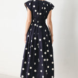 BLUE MOON DOT WOVEN MIDI DRESS