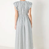 WHISPER STRIPE WOVEN MIDI DRESS