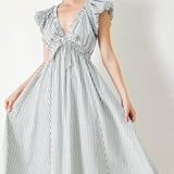 WHISPER STRIPE WOVEN MIDI DRESS