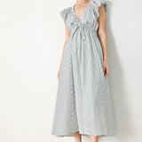 WHISPER STRIPE WOVEN MIDI DRESS