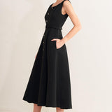 PARIS AFTER DARK WOVEN MIDI DRESS
