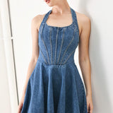 VINTAGE SHAPE DENIM MINI DRESS