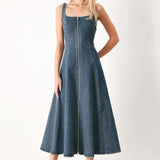 SHAPE OF BLUE DENIM MIDI DRESS