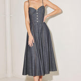 AFTER HOURS SERENADE DENIM MIDI DRESS