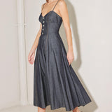 AFTER HOURS SERENADE DENIM MIDI DRESS
