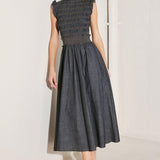 ROMANTIC REVERIE DENIM MIDI DRESS