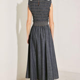 ROMANTIC REVERIE DENIM MIDI DRESS