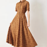 TIMELESS LOVE WOVEN EYELET MIDI DRESS