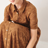 TIMELESS LOVE WOVEN EYELET MIDI DRESS