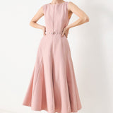 CALM AFTERGLOW BLUSH WOVEN MIDI DRESS