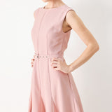 CALM AFTERGLOW BLUSH WOVEN MIDI DRESS