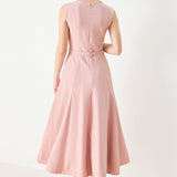 CALM AFTERGLOW BLUSH WOVEN MIDI DRESS