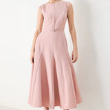 CALM AFTERGLOW BLUSH WOVEN MIDI DRESS