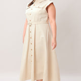 NEUTRAL COMMAND WOVEN SHIRT DRESS