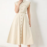 NEUTRAL COMMAND WOVEN SHIRT DRESS