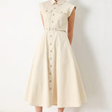 NEUTRAL COMMAND WOVEN SHIRT DRESS