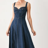 WESTERN CHARM DENIM MIDI DRESS