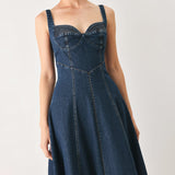 WESTERN CHARM DENIM MIDI DRESS