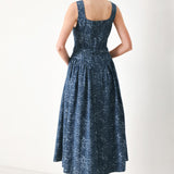 MIDNIGHT GARDEN DENIM MIDI DRESS