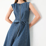 INDIGO SILHOUETTE DENIM MIDI DRESS
