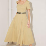 WARM STONE EDIT WOVEN MIDI DRESS