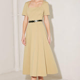 WARM STONE EDIT WOVEN MIDI DRESS