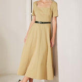 WARM STONE EDIT WOVEN MIDI DRESS