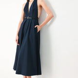 MIDNIGHT FORM WOVEN MIDI DRESS