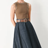 ESPRESSO HOUR DENIM COMBINATION MIDI DRESS