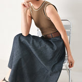 ESPRESSO HOUR DENIM COMBINATION MIDI DRESS