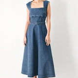 QUIET MUSE DENIM MIDI DRESS