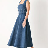 QUIET MUSE DENIM MIDI DRESS
