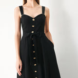 LOVELY NOIR WOVEN MIDI DRESS