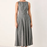 SILVER LINING BELTED A-LINE MIDI DRESS