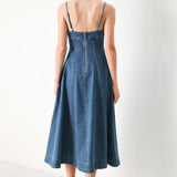 SUMMER INDIGO DENIM MIDI DRESS