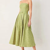 ROSETTE BANDEAU WOVEN MIDI DRESS