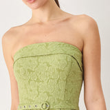 ROSETTE BANDEAU WOVEN MIDI DRESS