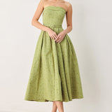 ROSETTE BANDEAU WOVEN MIDI DRESS