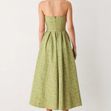 ROSETTE BANDEAU WOVEN MIDI DRESS