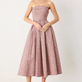 ROSETTE BANDEAU WOVEN MIDI DRESS