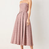 ROSETTE BANDEAU WOVEN MIDI DRESS