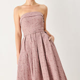 ROSETTE BANDEAU WOVEN MIDI DRESS