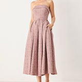 ROSETTE BANDEAU WOVEN MIDI DRESS