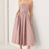 ROSETTE BANDEAU WOVEN MIDI DRESS