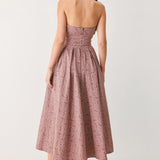 ROSETTE BANDEAU WOVEN MIDI DRESS