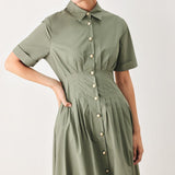 COUNTRYSIDE CHARM WOVEN MIDI DRESS